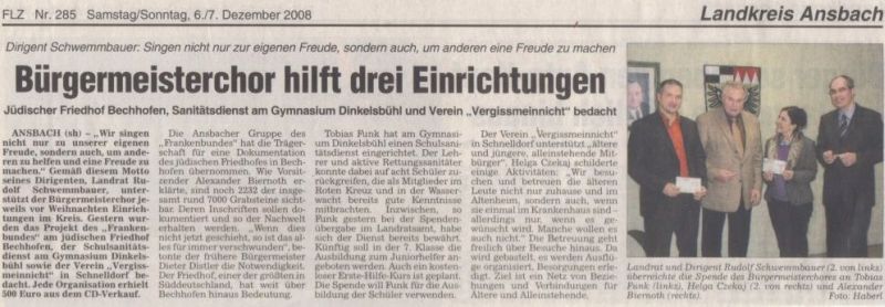 Frnkische Landeszeitung 06. Dezember 2008