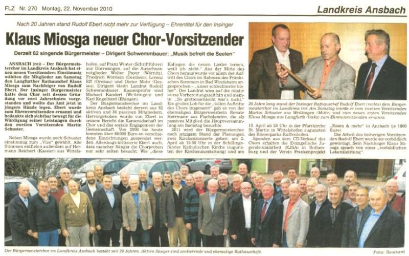 Frnkische Landeszeitung  22. November 2010